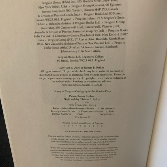 Book Night and Day A Jesse Stone Novel Robert B Parker 1st Edition 2009 - Picture 3 of 4